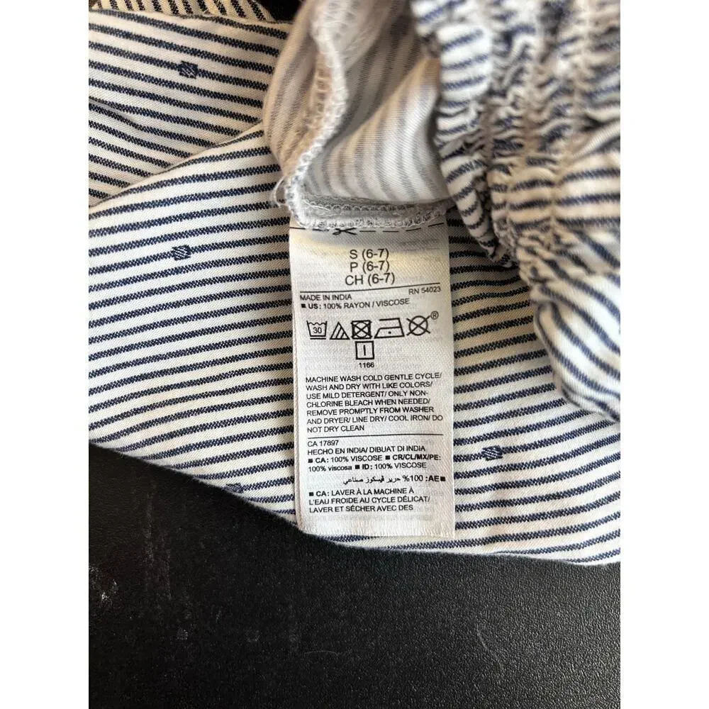 OLD NAVY Girl’s Striped Ruffle Cap Sleeve Jumpsuit / Size: S 6-7